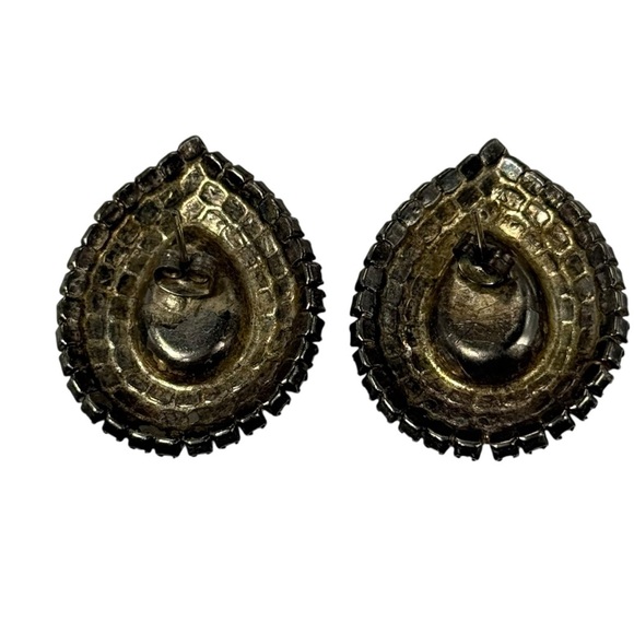 Vintage tear drop rhinestone earrings wedding formal - Picture 4 of 4